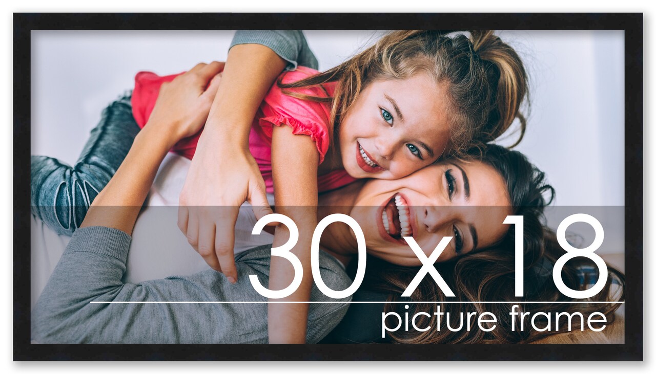 30x18 Solid Wood Picture Frame with UV-Resistant Acrylic & Acid-Free Backing, Available in 6 Finishes: Matte Black, Matte White, Metallic Bronze, Silver, Natural Wood Grain & Mahogany